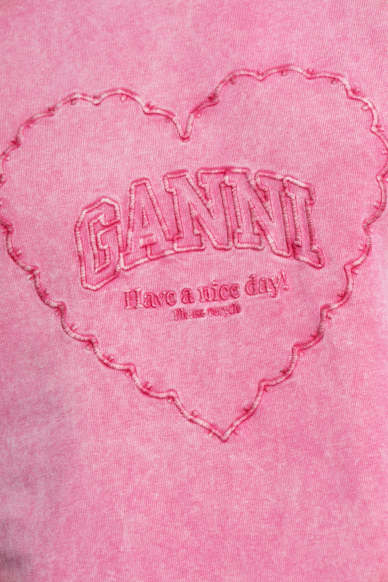 Pink T-shirt with embroidered logo Ganni - Vitkac AS